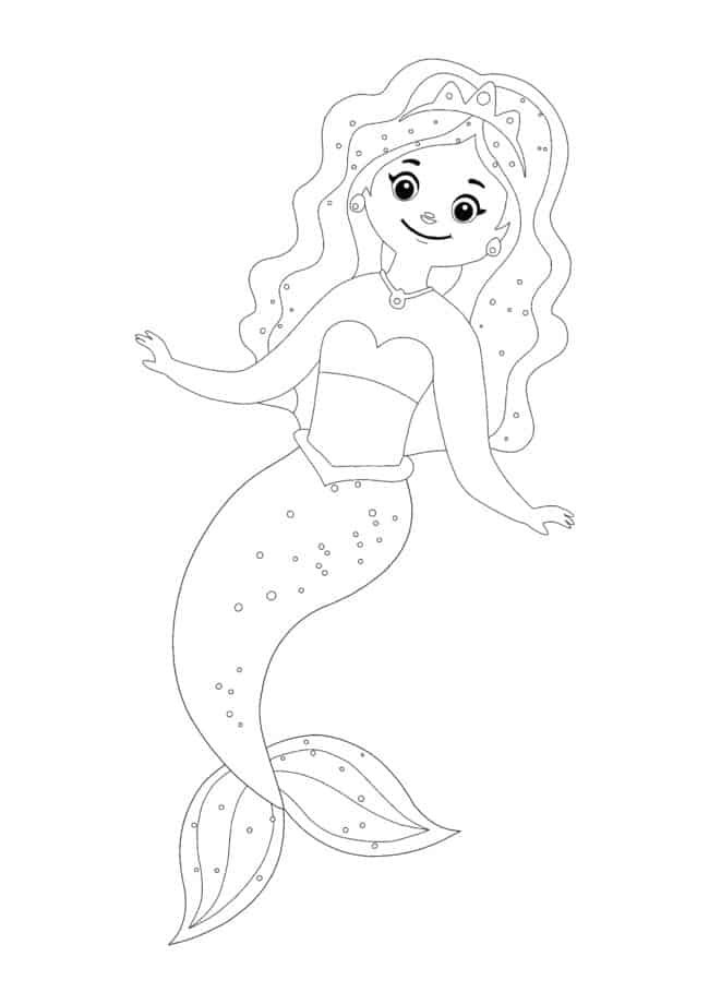 Mermaid Princess with Crown Coloring Pages - 2 Free Coloring Sheets (2021)