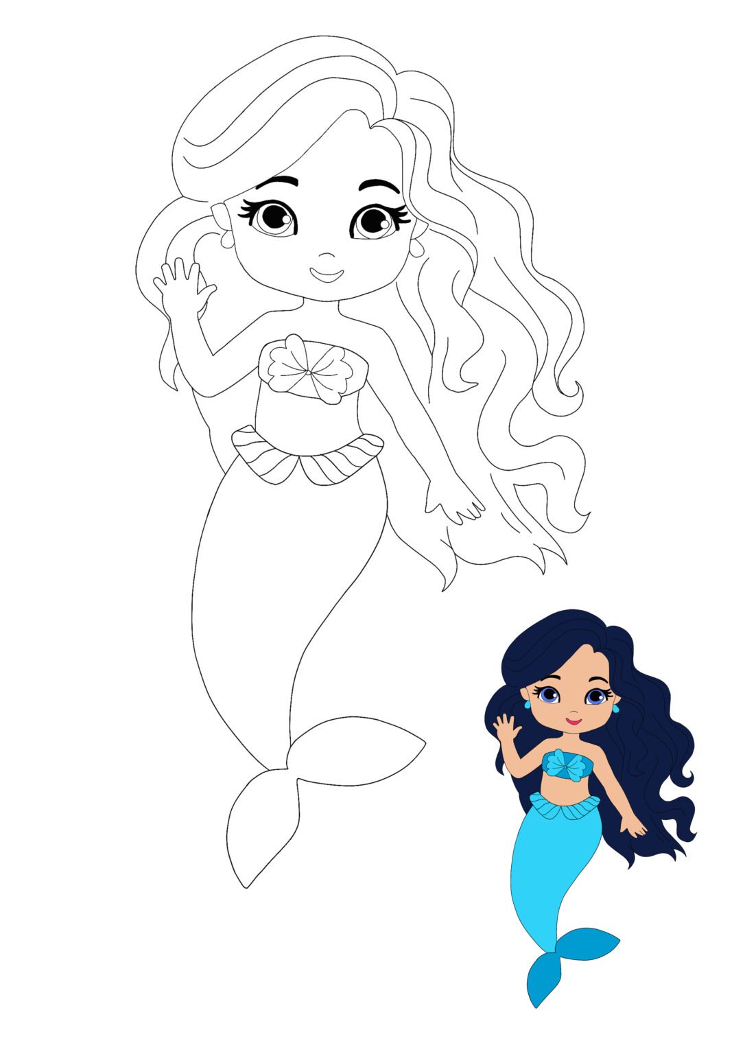 Mermaid Princess Coloring Pages 2 Free Coloring Sheets (2021)