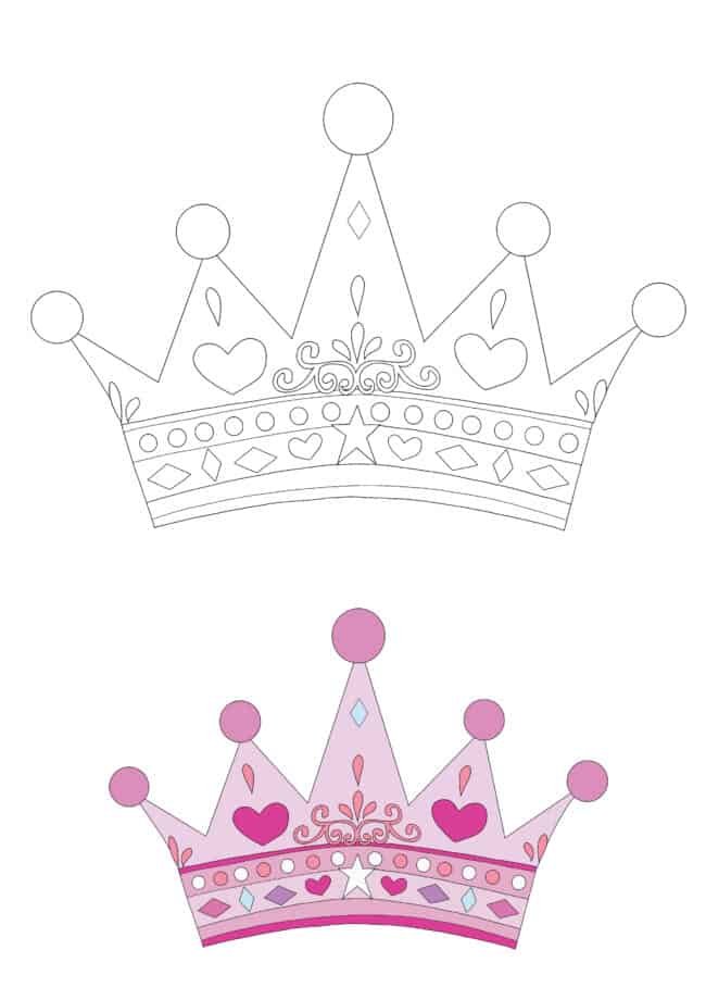 Prinses Kroon kleurplaat met voorbeeld