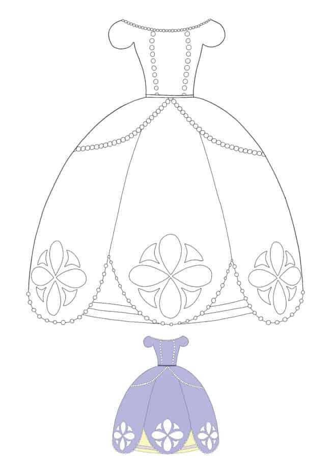 Princess Dress coloring page with sample