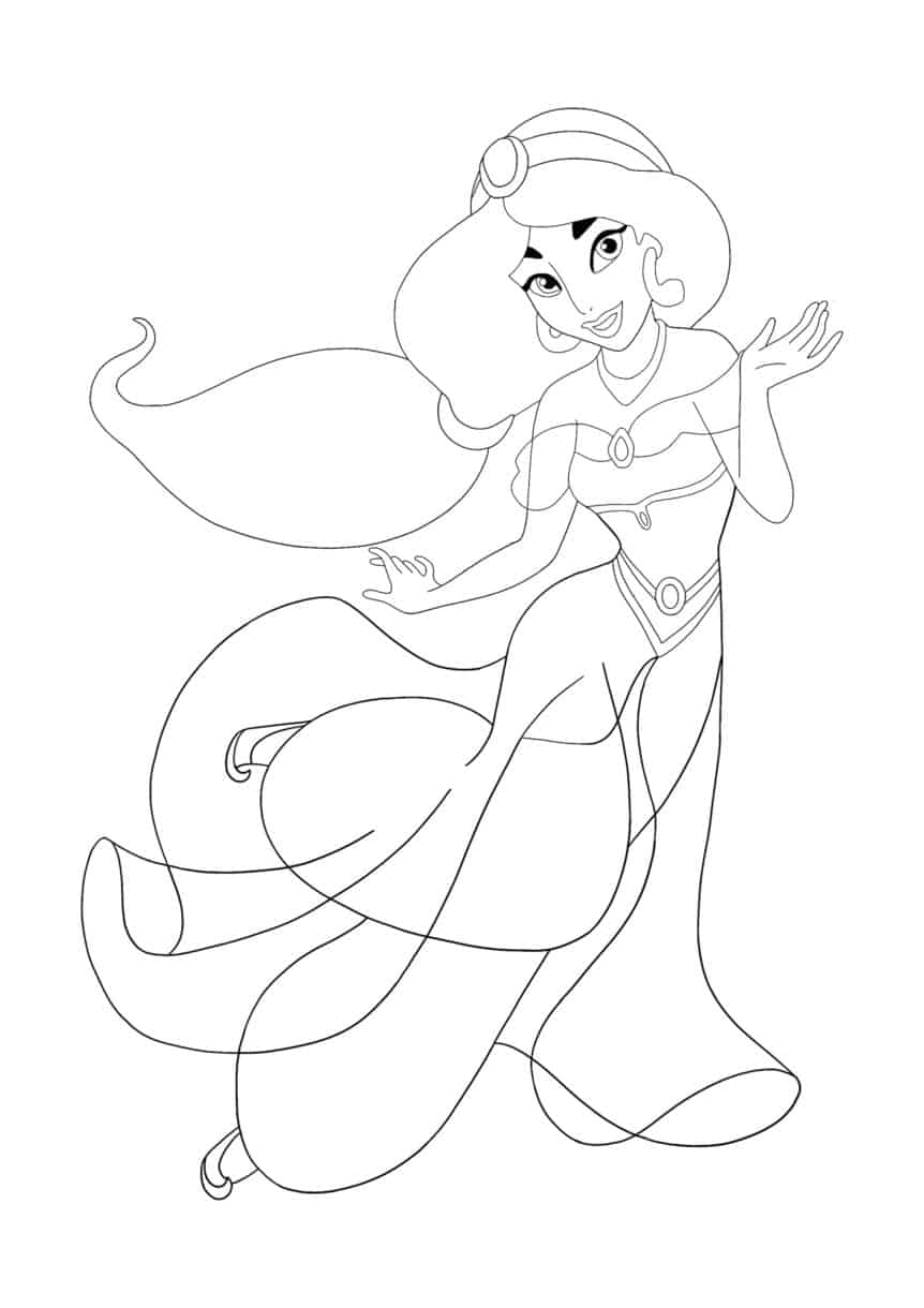 Princess Jasmine Coloring Pages - 2 Free Coloring Sheets (2021)