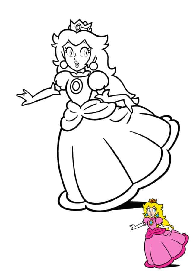 Princess Peach free coloring sheet