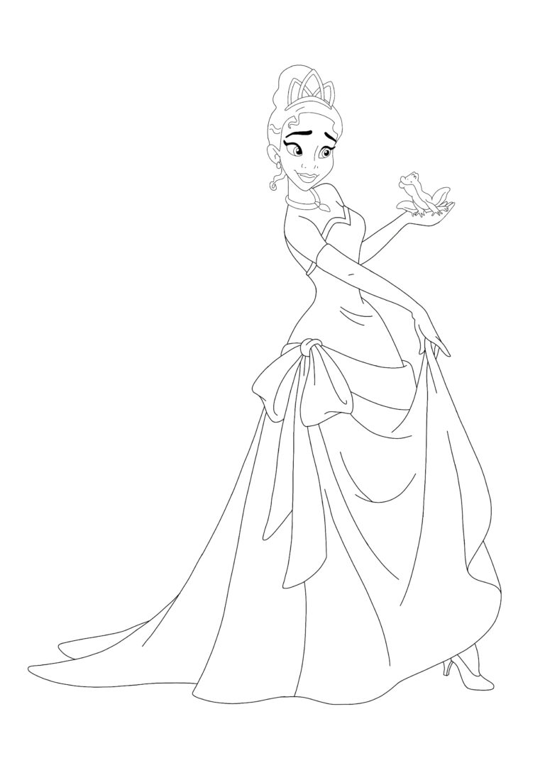 Princess Tiana And Prince Naveen As A Frog Coloring Pages - 2 Free 