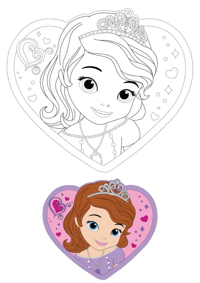 Sofia the First printable coloring page with sample