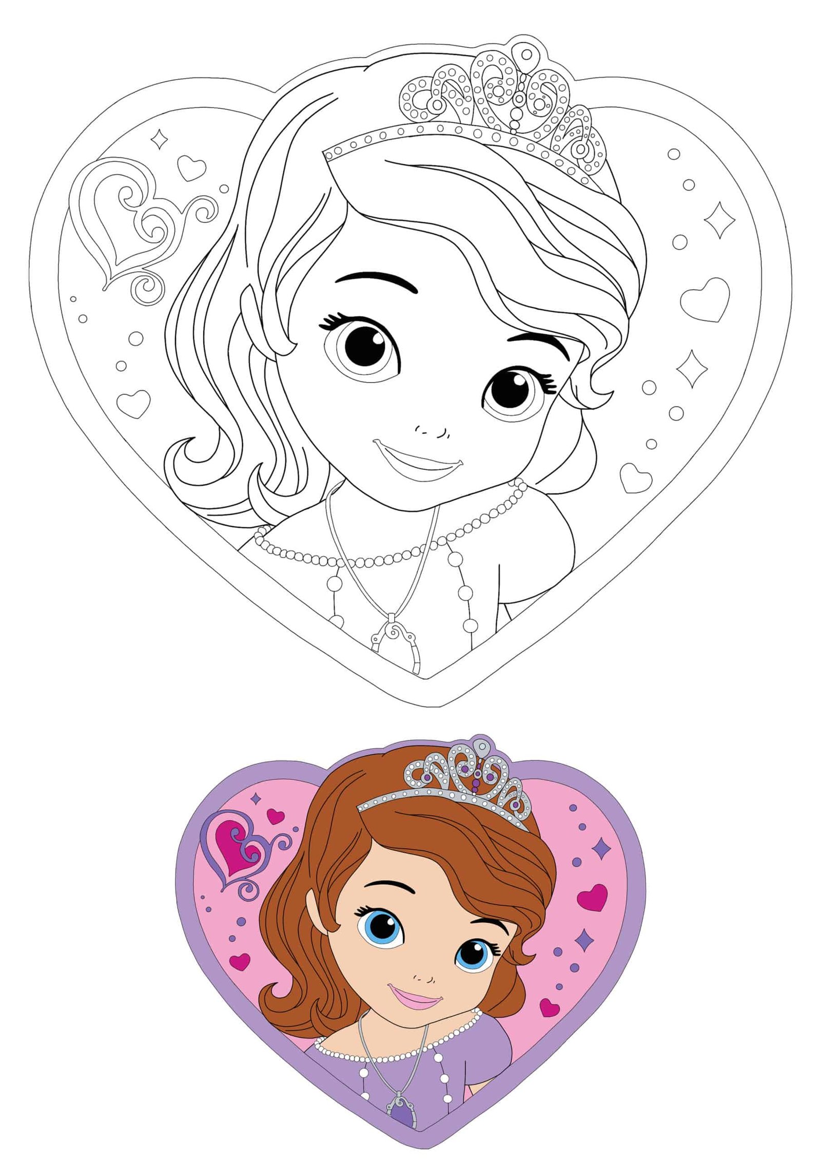 Sofia the First printable coloring page with sample