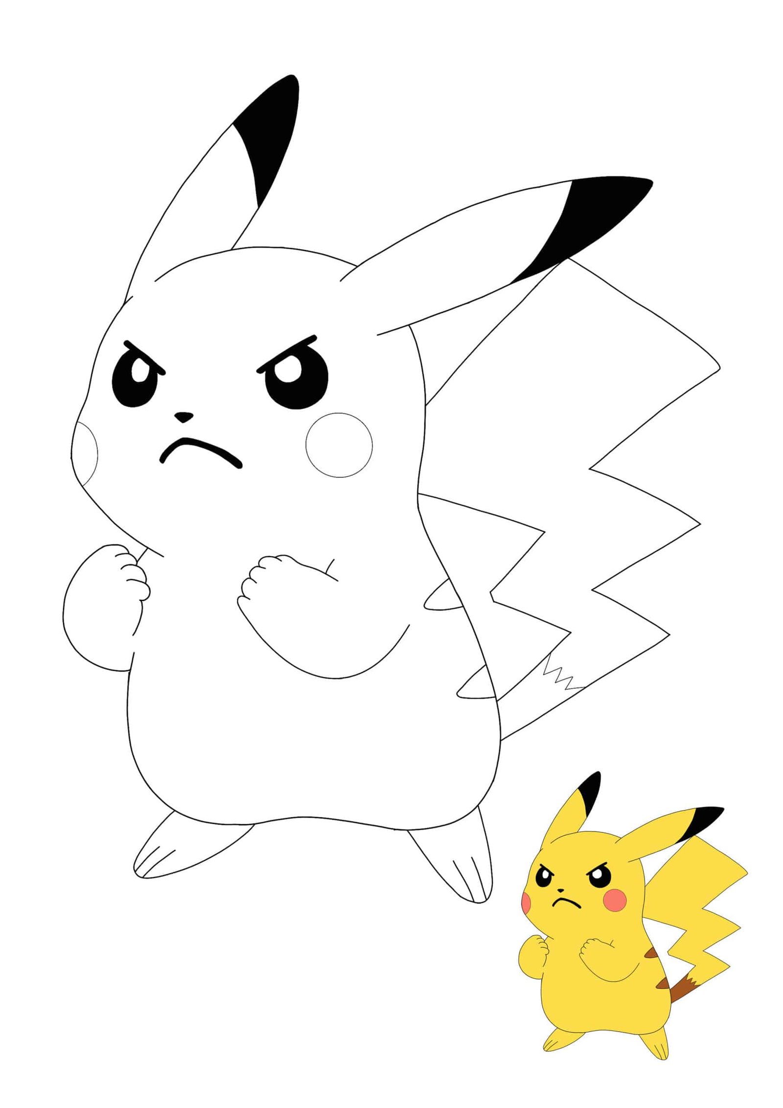 Angry Pokemon Pikachu coloring sheet