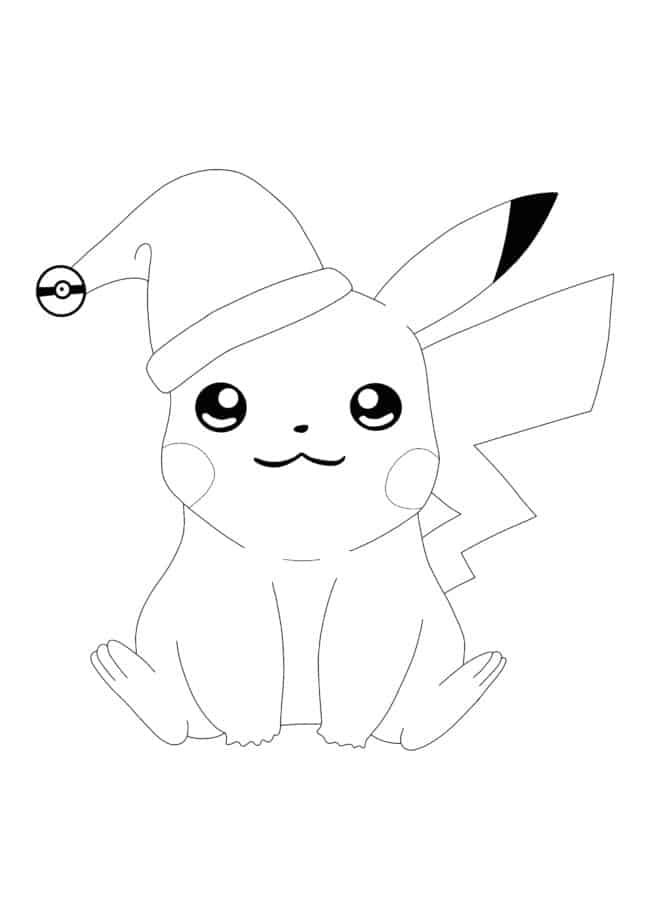 Christmas Pikachu coloring page