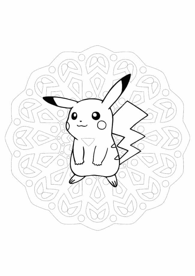 Pikachu Mandala kleurplaat