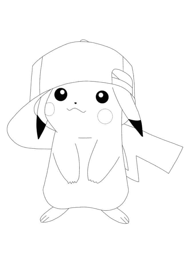 Pikachu with Hat coloring page