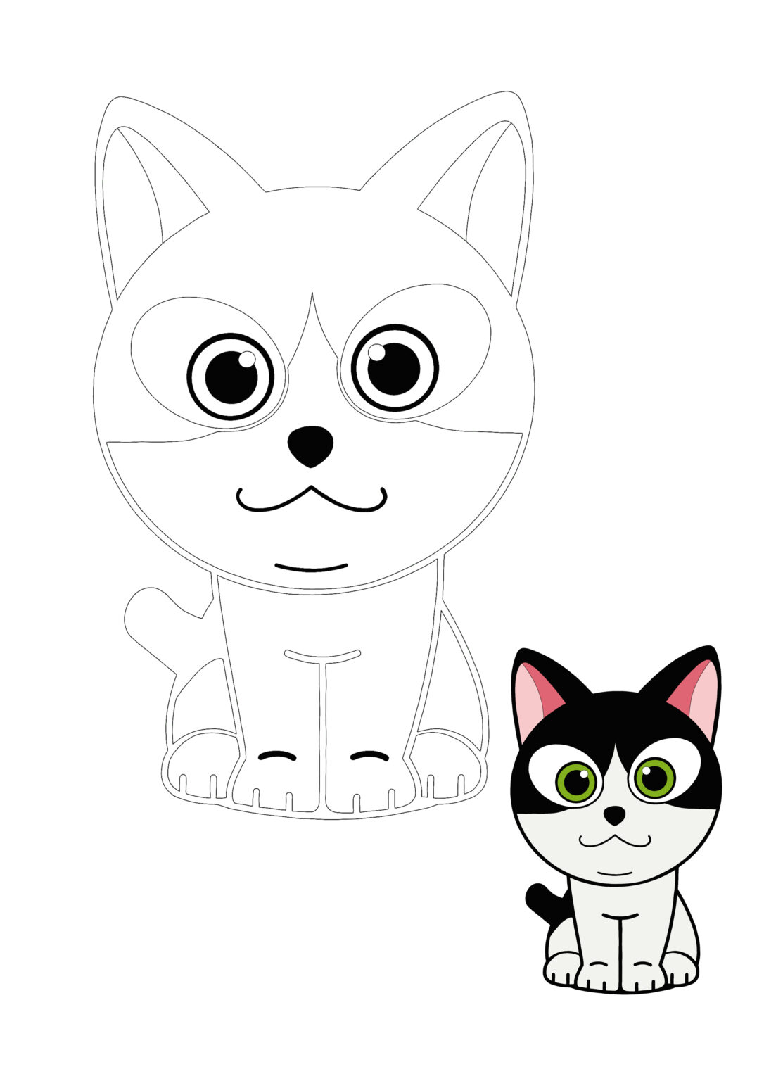 Anime Cat Coloring Pages - 2 Free Coloring Sheets (2021)