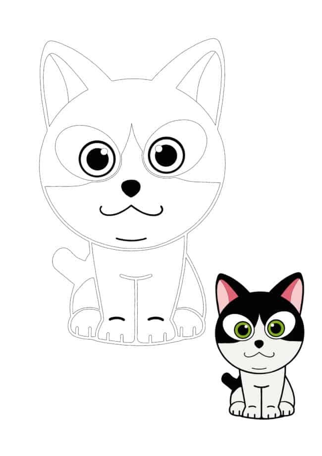 Anime Cat printable coloring page for kids