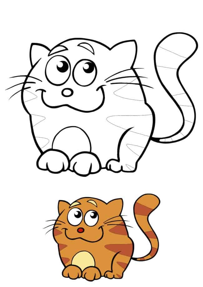 Cartoon kat kleurplaat voor kinderen