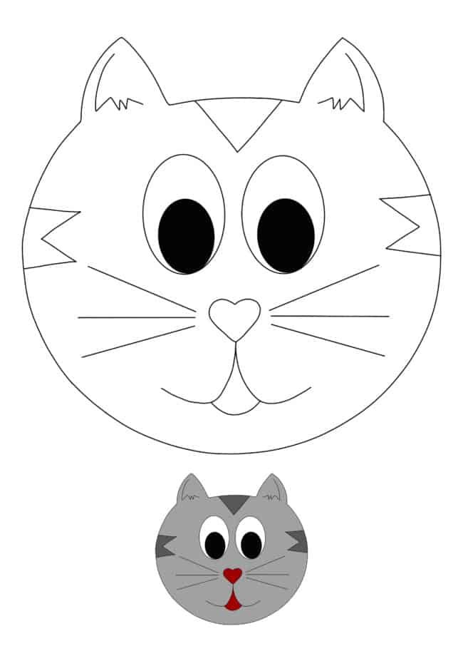 Cat Face easy coloring page for girls and boys