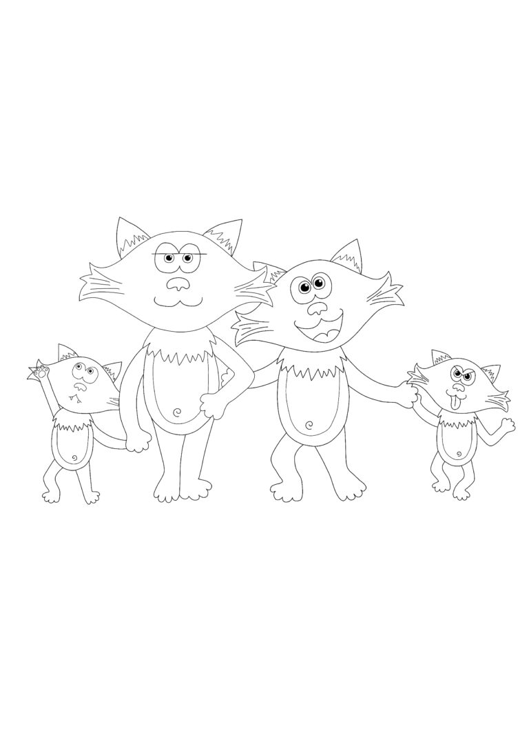 Cat Family Coloring Pages - 2 Free Coloring Sheets (2021)
