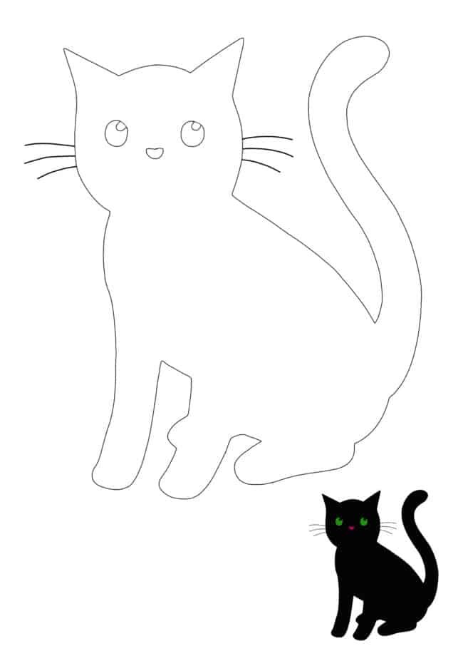 Cat Silhouette easy printable coloring page