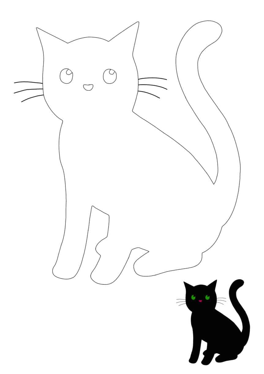 Cat Silhouette Coloring Pages - 2 Free Coloring Sheets (2021)