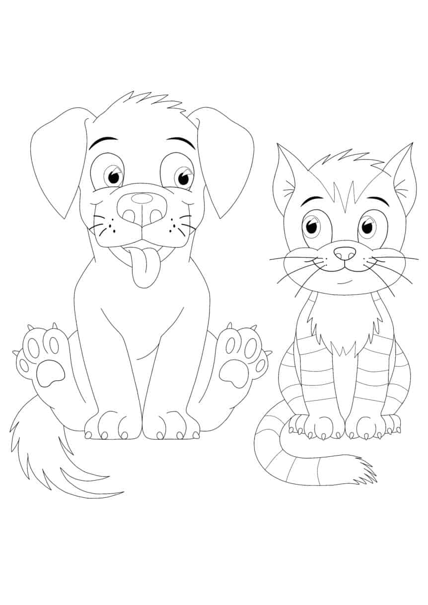 Cat and Dog Coloring Pages - 2 Free Coloring Sheets (2021)