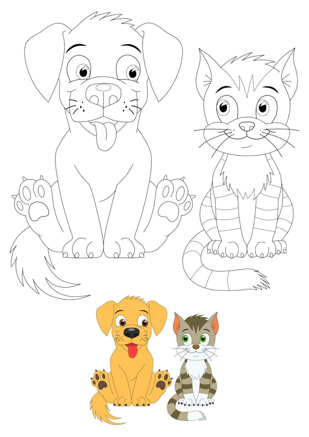 Cat and Dog Coloring Pages - 2 Free Coloring Sheets (2021)