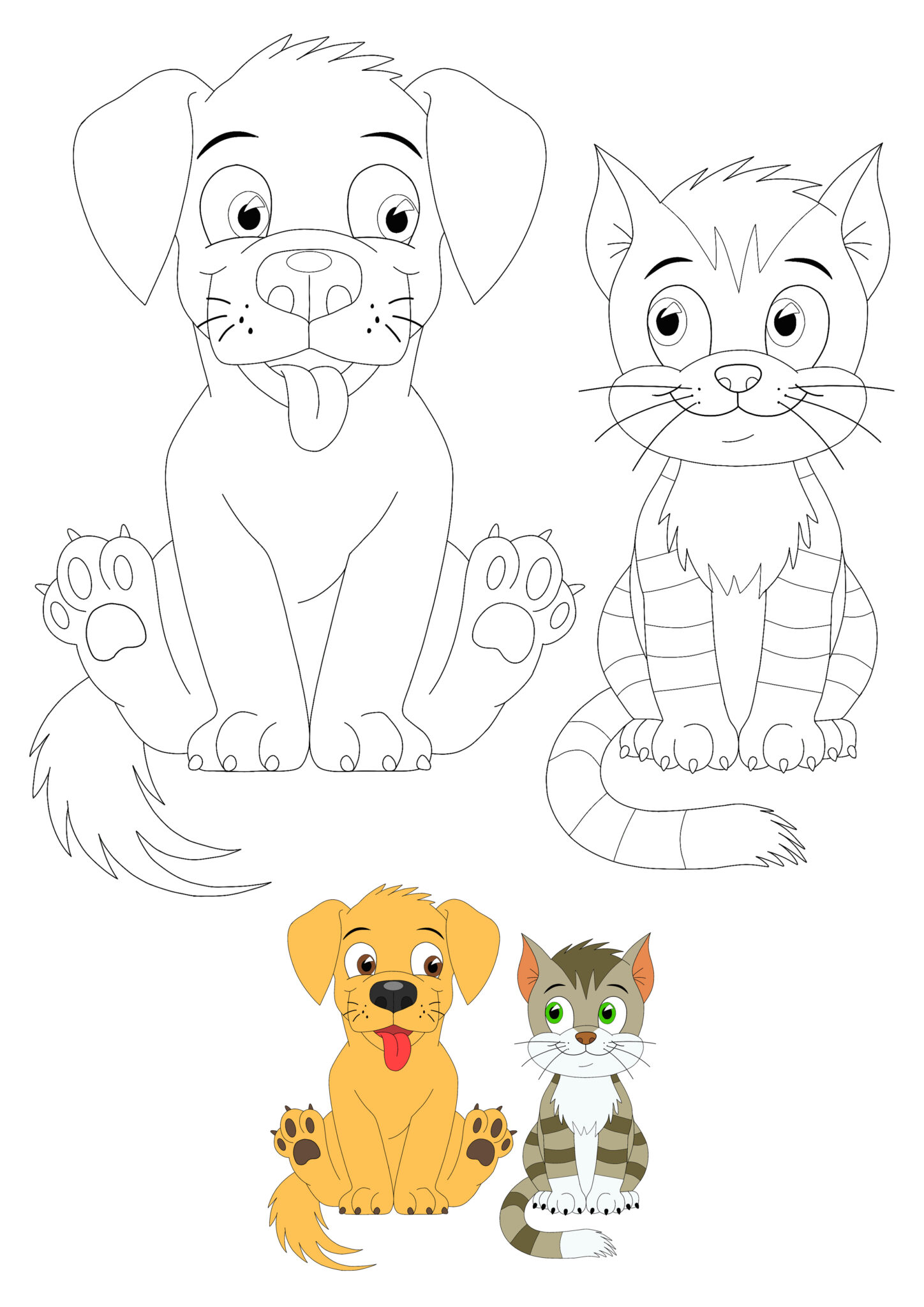 Cat And Dog Coloring Pages - 2 Free Coloring Sheets (2021)