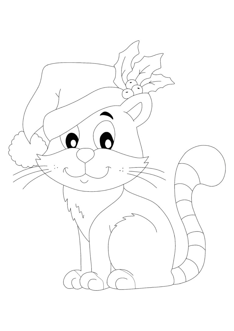 Christmas Cat Coloring Pages - 2 Free Coloring Sheets (2021)