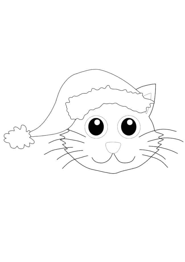 Coloriage Visage de chat de Noël