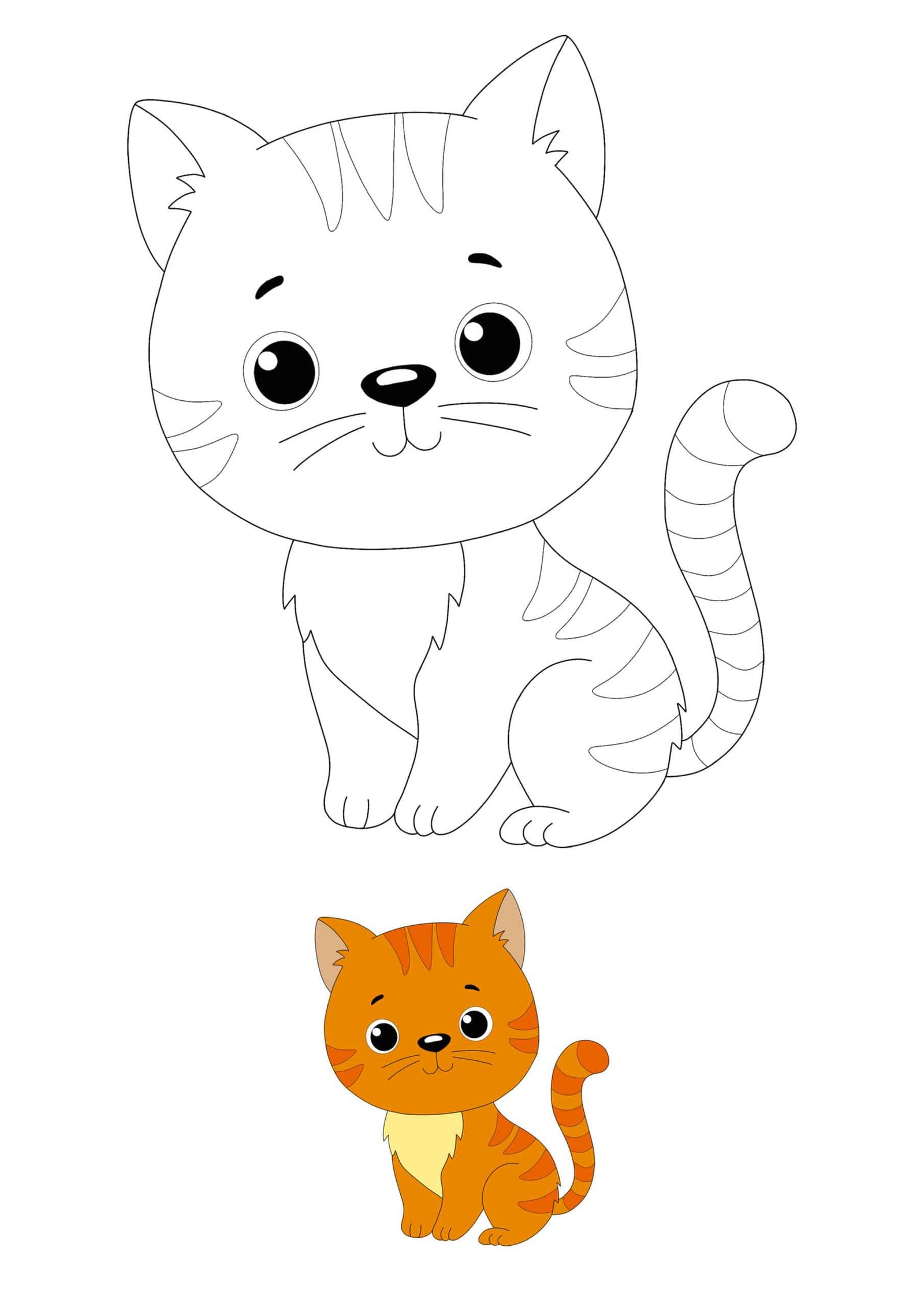 Cute Cat coloring page for kids
