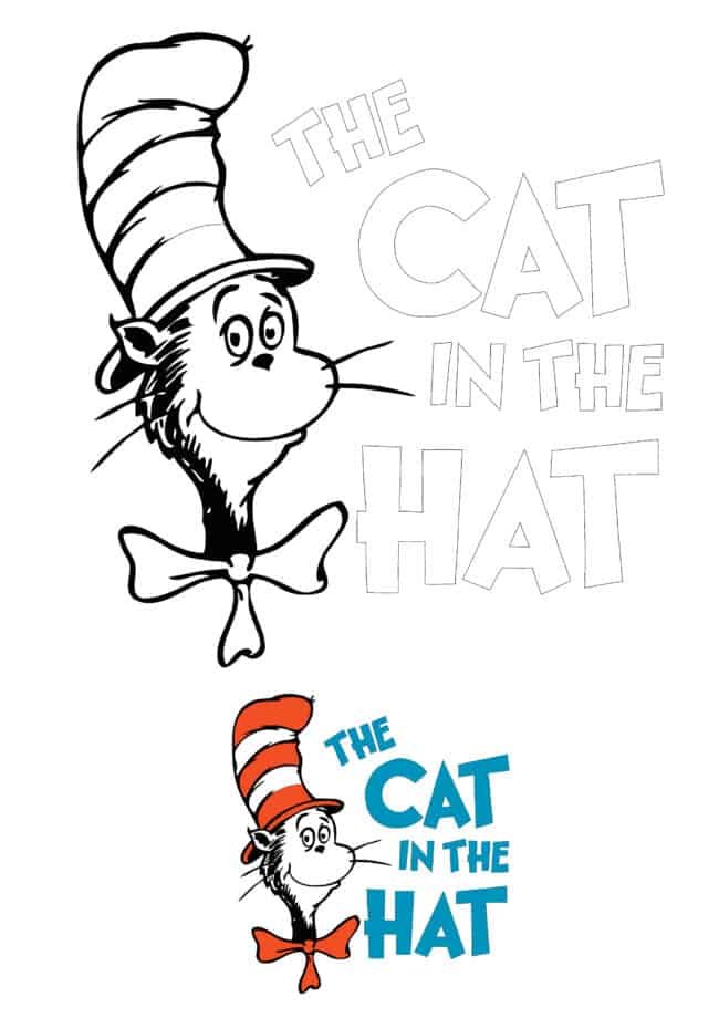 Dr. Seuss Cat In The Hat easy printable coloring page