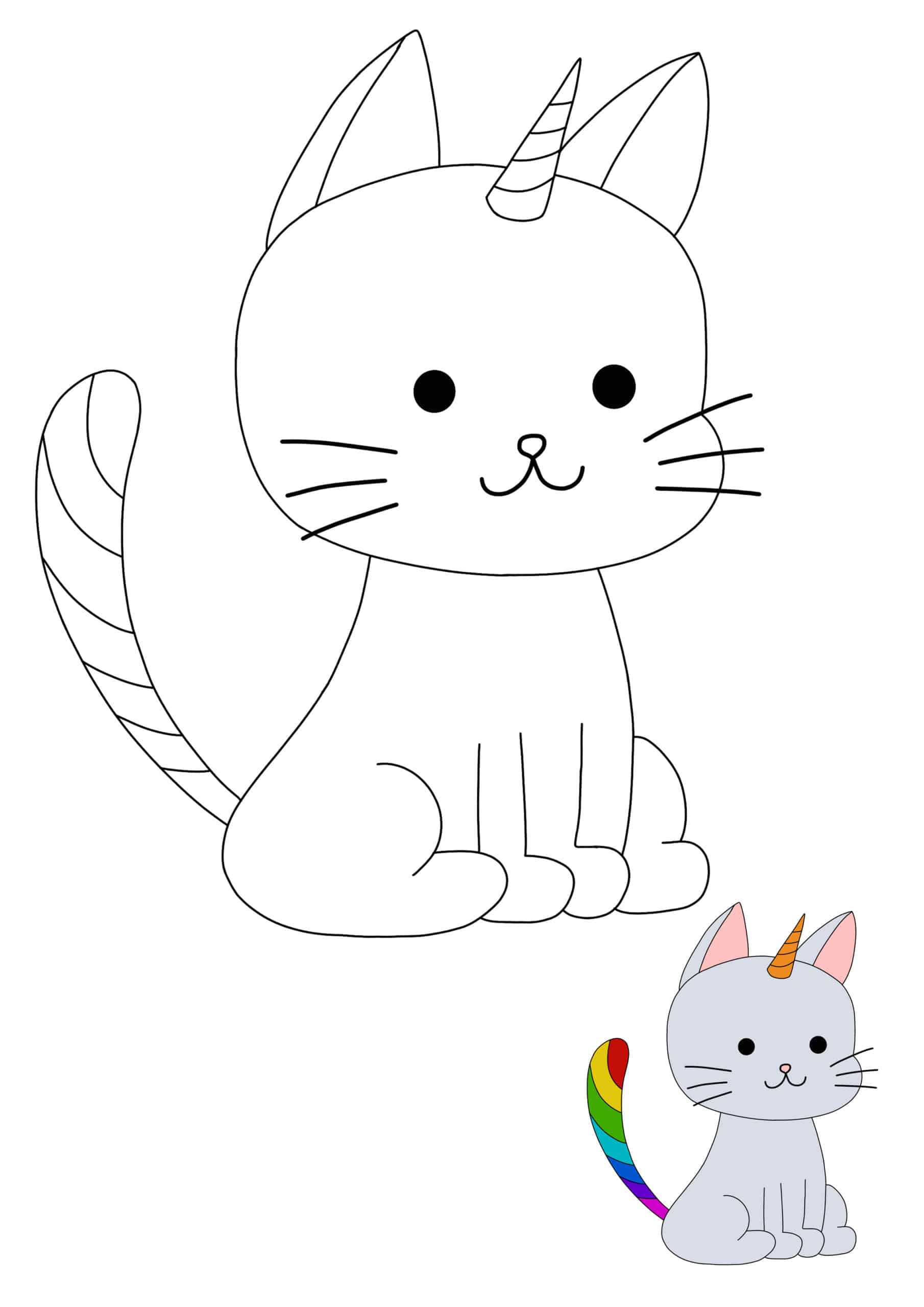 Cute Unicorn Cat Coloring Page Easy Drawing Guides The Best Porn Website