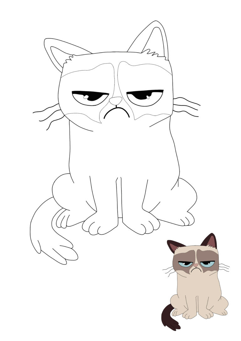 Grumpy Cat Coloring Pages - 2 Free Coloring Sheets (2021)