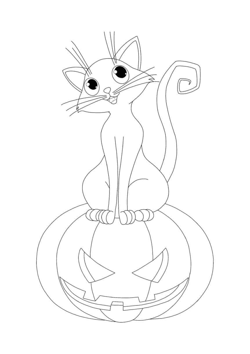 Halloween Cat Coloring Pages - 2 Free Coloring Sheets (2021)