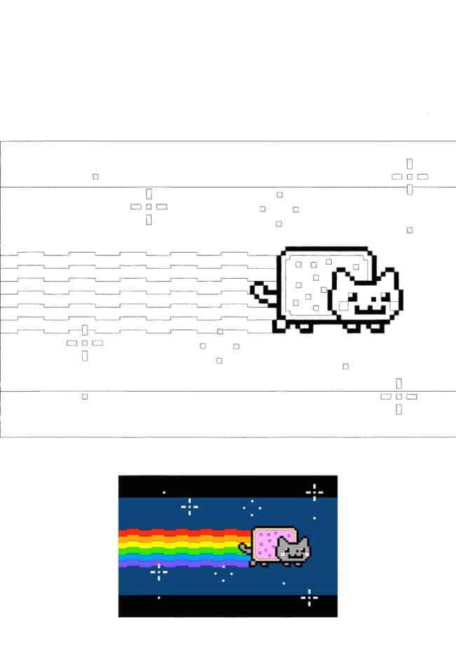 Nyan Cat coloring page for kids