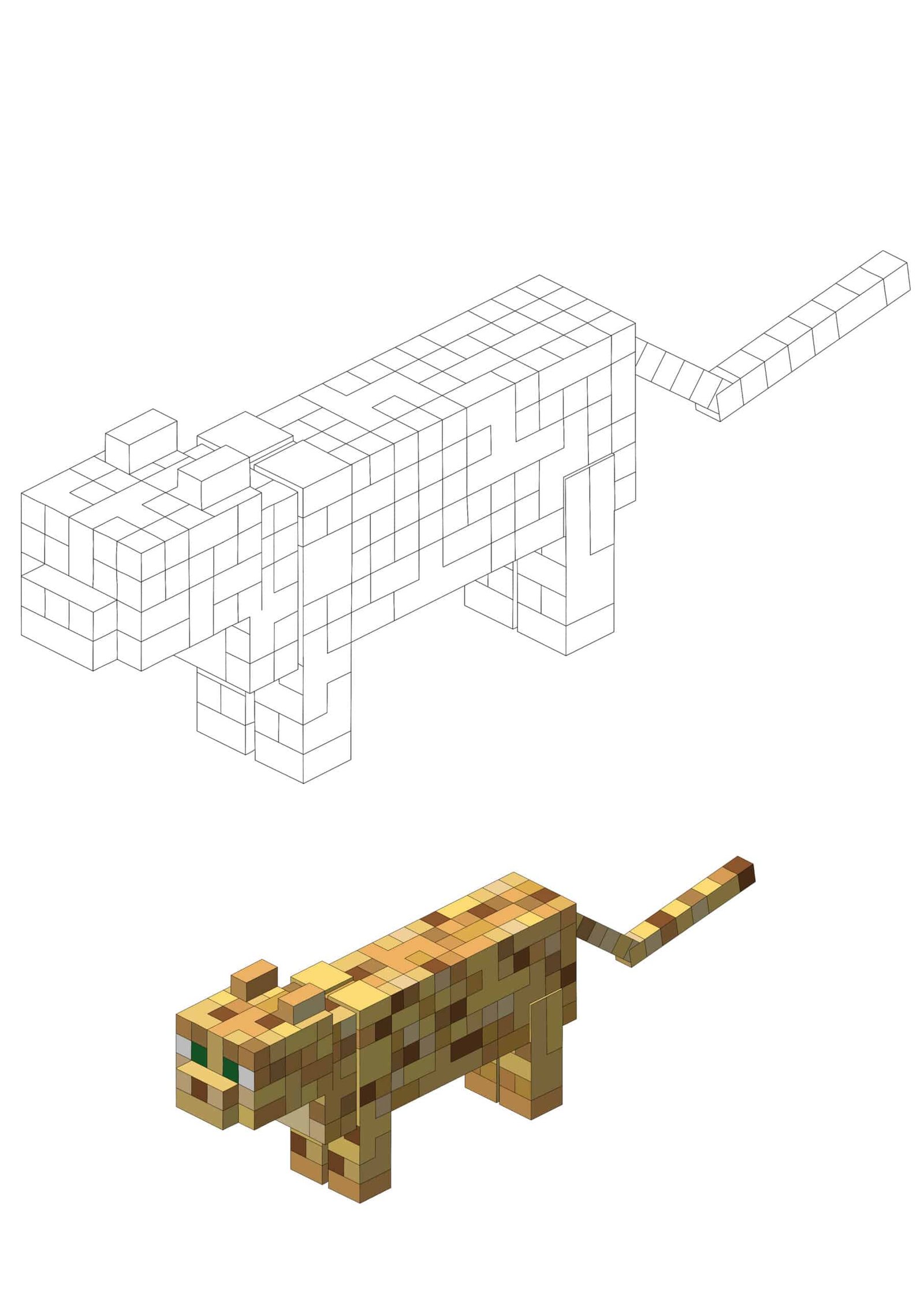 Ocelot Minecraft Cat printable coloring page
