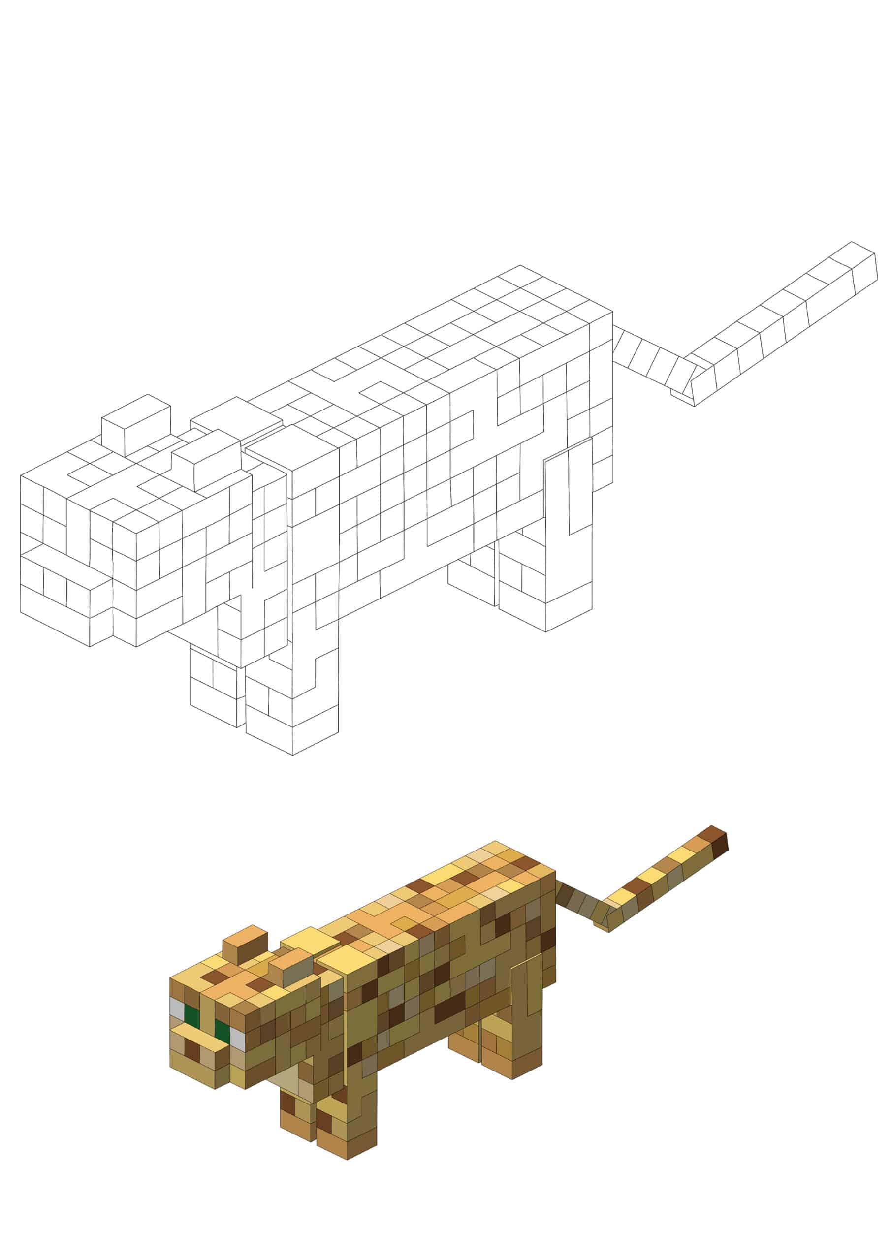 Ocelot Minecraft Kat afdrukbare kleurplaat