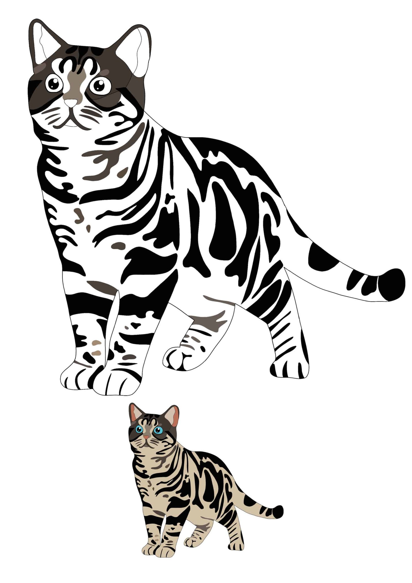 Realistic Cat free printable coloring page