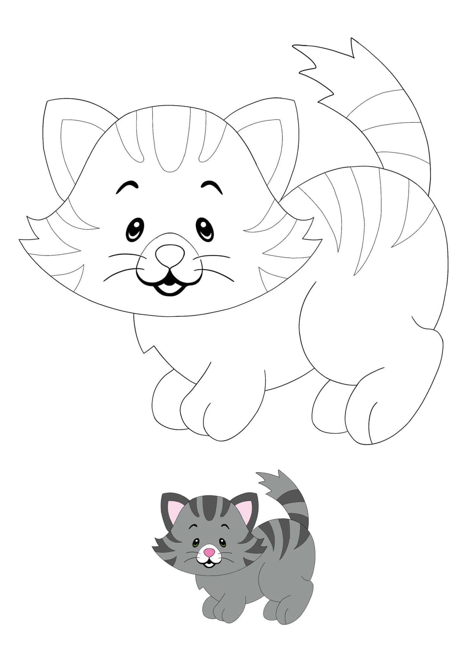 Tabby Cat free printable coloring page