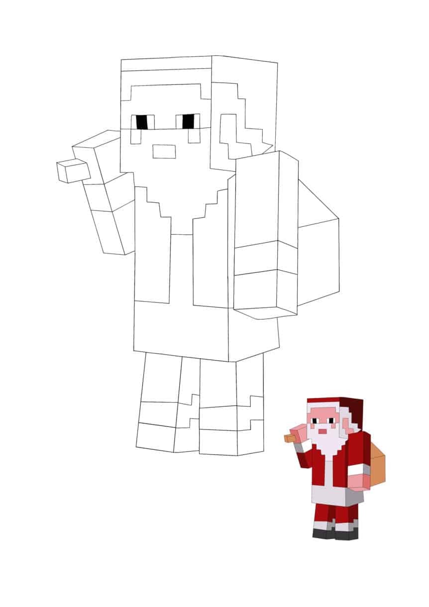 Minecraft Christmas Mob - Santa Coloring Pages - 2 Free Coloring Sheets (2021)