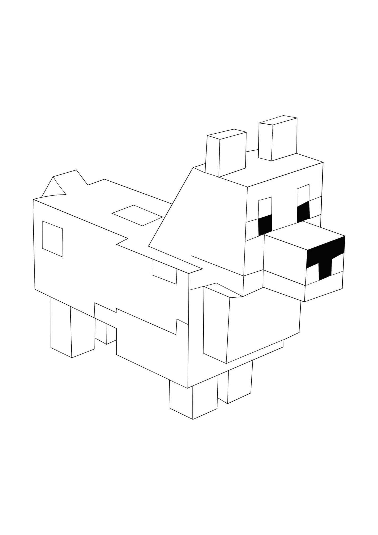 Kleurplaat Minecraft Hond