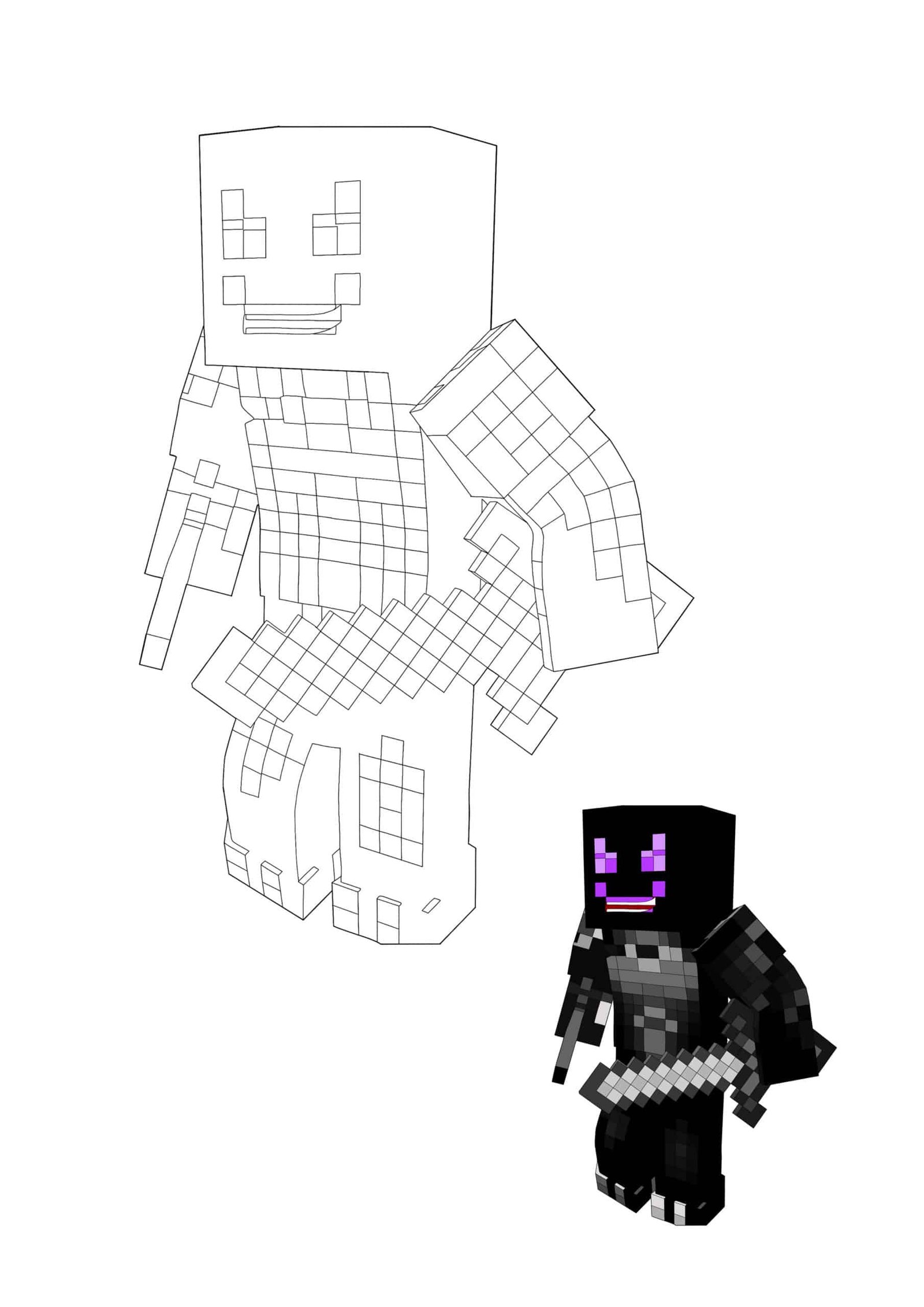 Minecraft Ender Dragon Skin coloring page for kids and adults