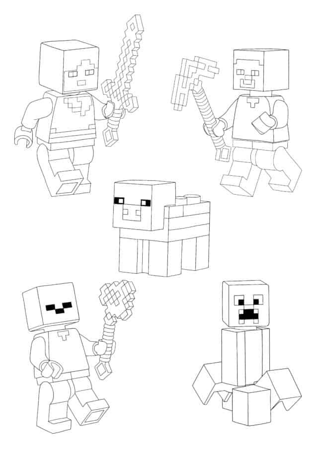 Minecraft Lego Characters coloring page