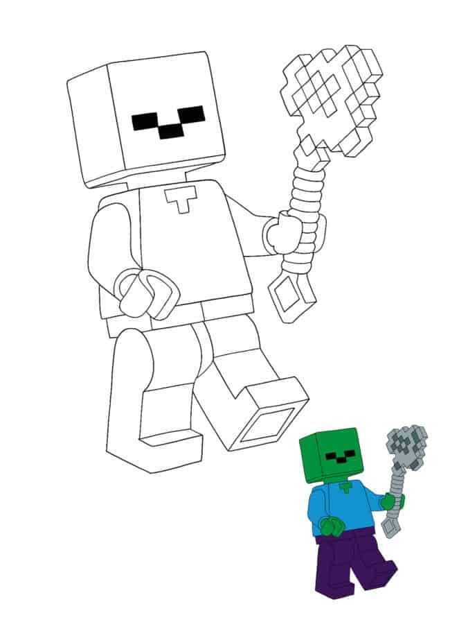 Minecraft Lego Zombie coloring picture