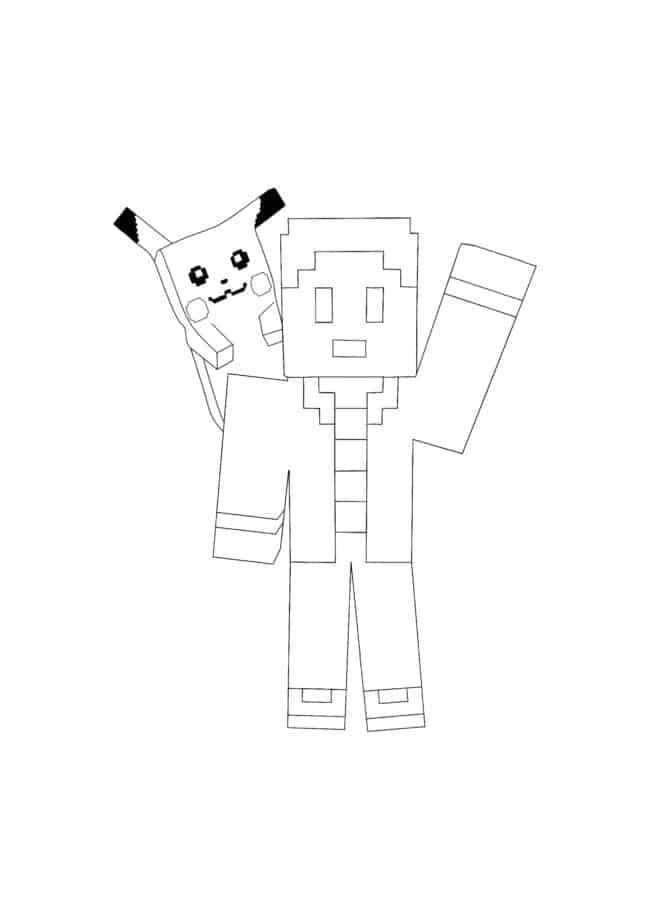 Minecraft Pokemon coloring page