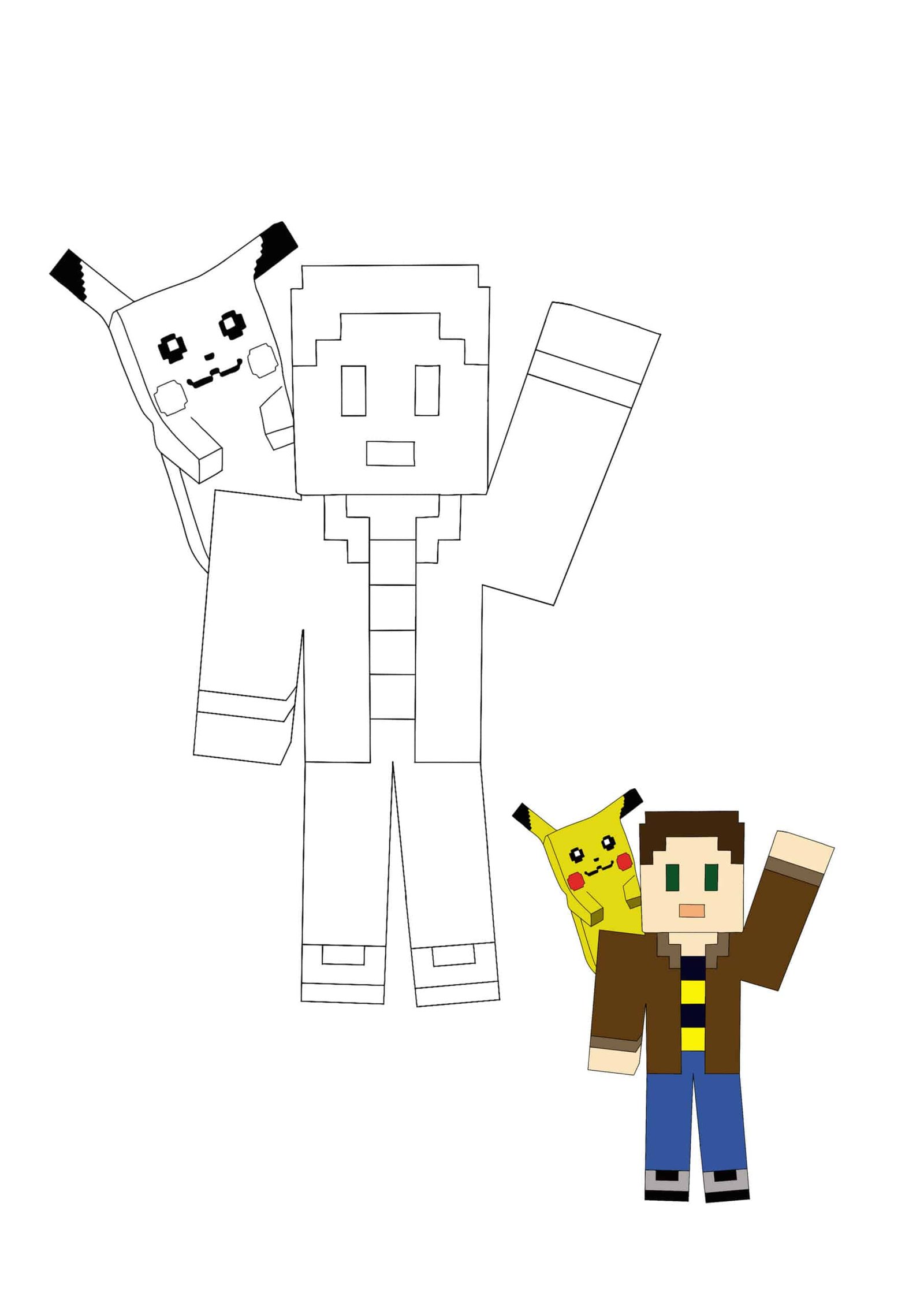 Minecraft Pokemon coloring sheet for kids