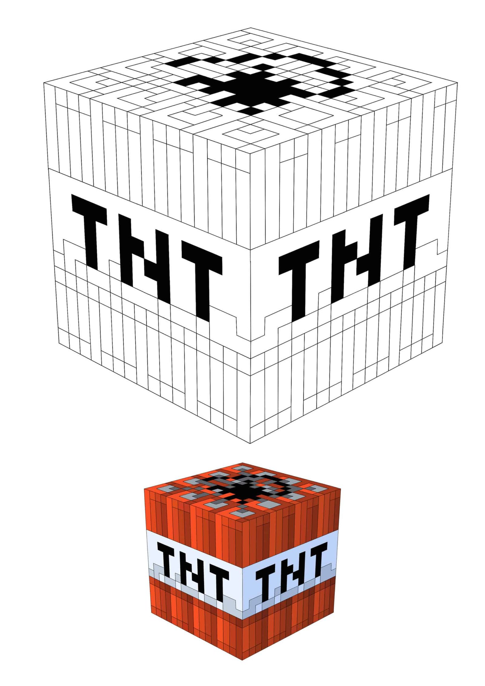 Minecraft TNT difficult coloring page for kids