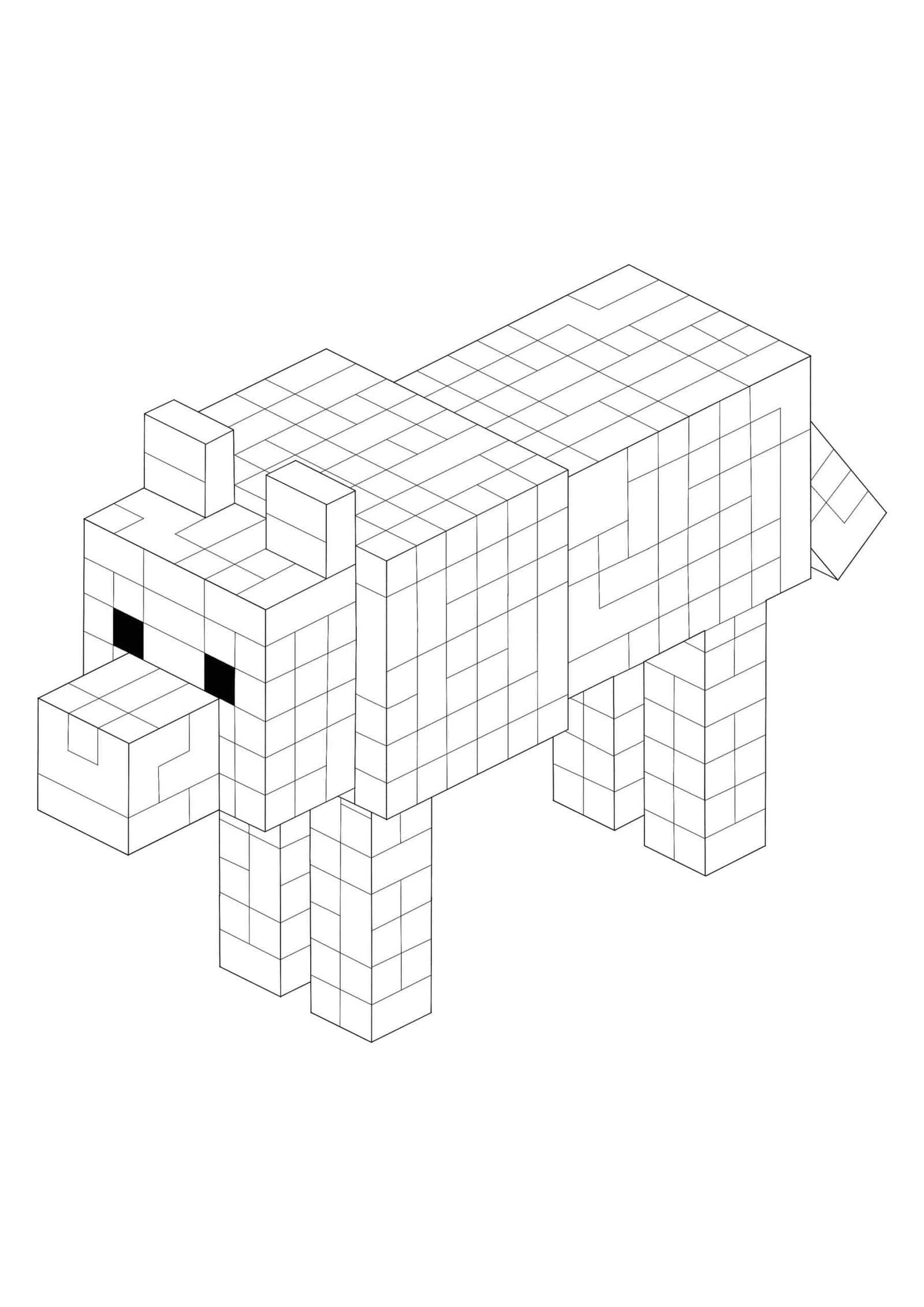 Minecraft Wolf coloring page for kids and adults