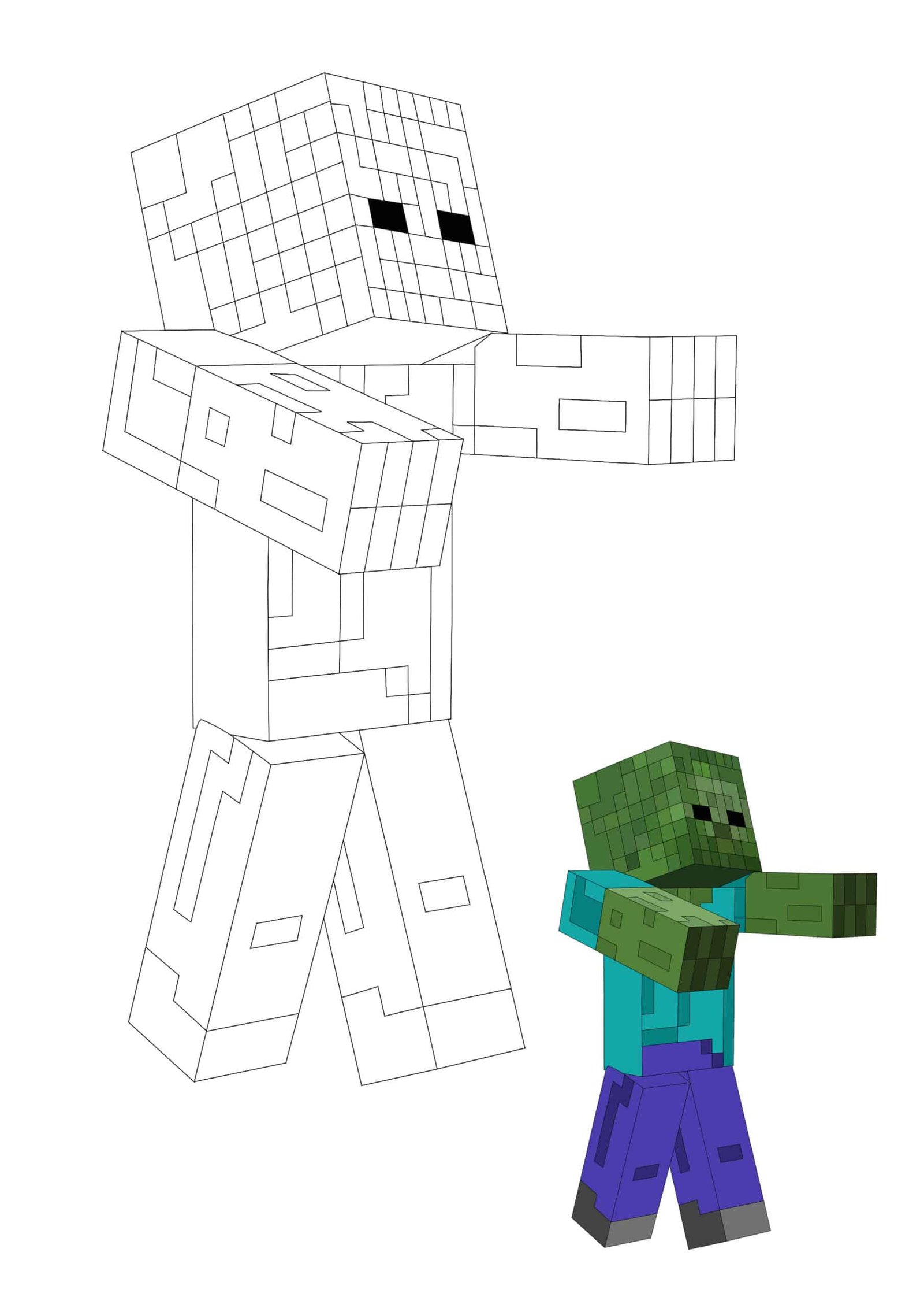Minecraft Zombie free printable coloring page
