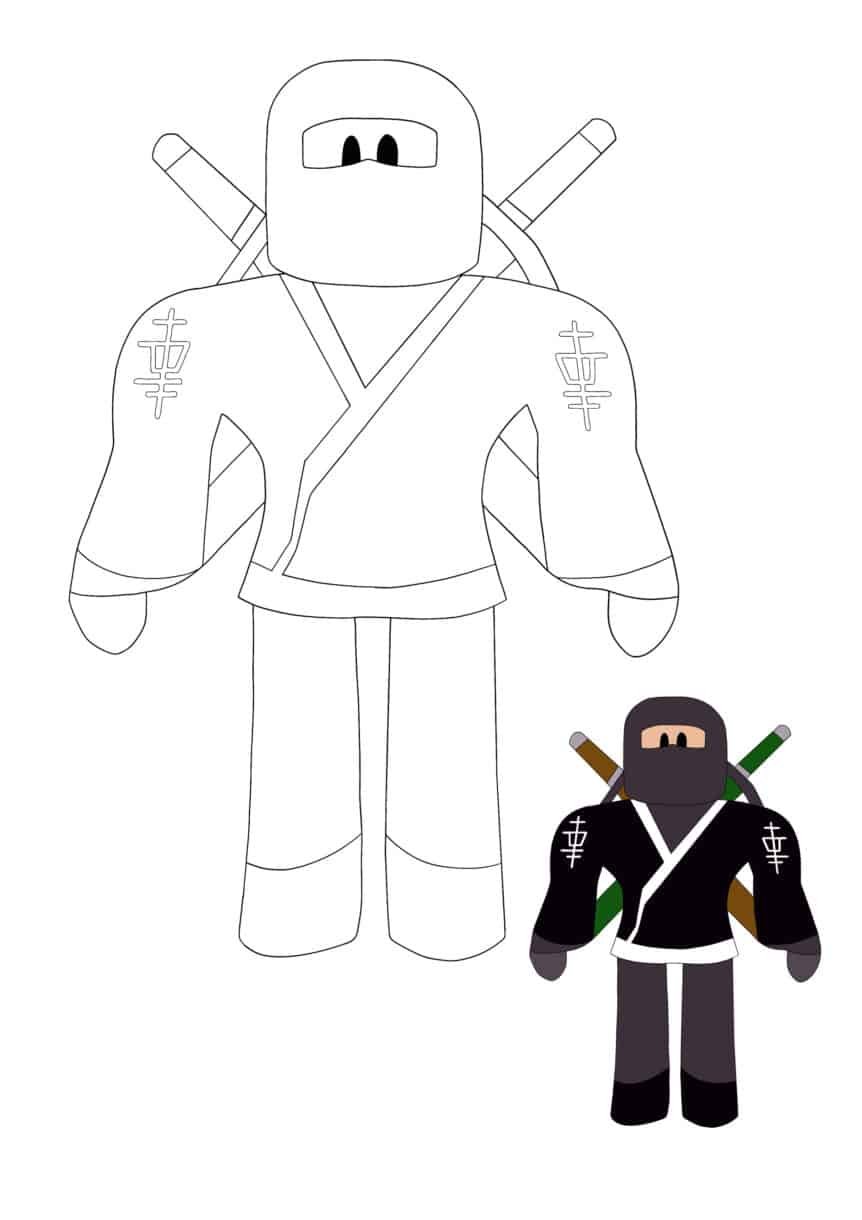 Roblox Ninja kleurplaat met voorbeeld