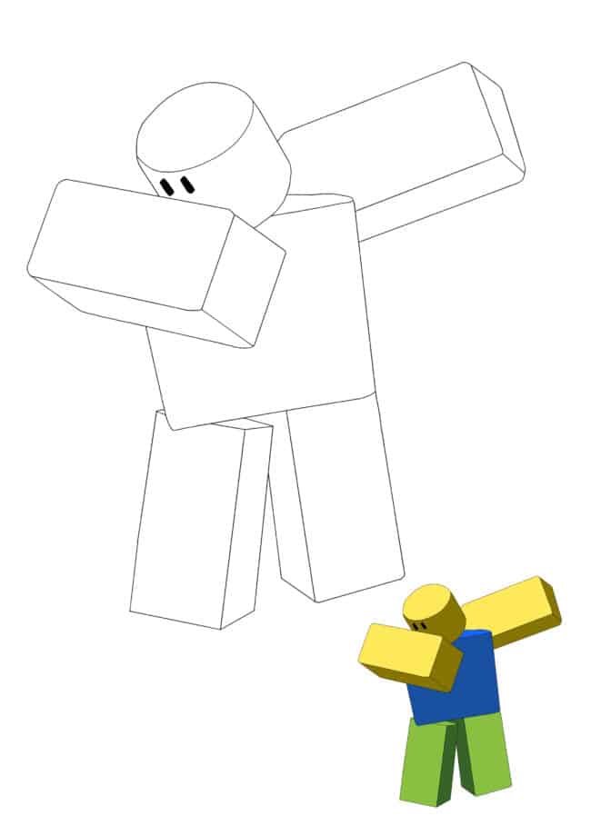 Roblox Noob easy coloring page for kids