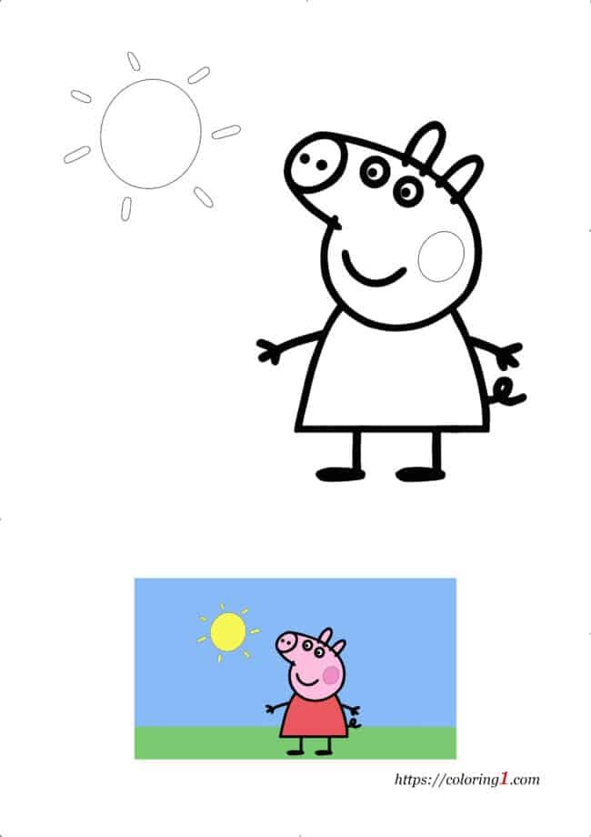 Peppa Pig gratis uit te printen kleurplaat voor kinderen