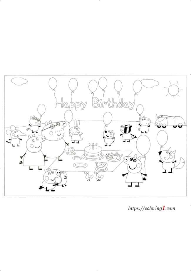 Happy Birthday Peppa Pig coloring page