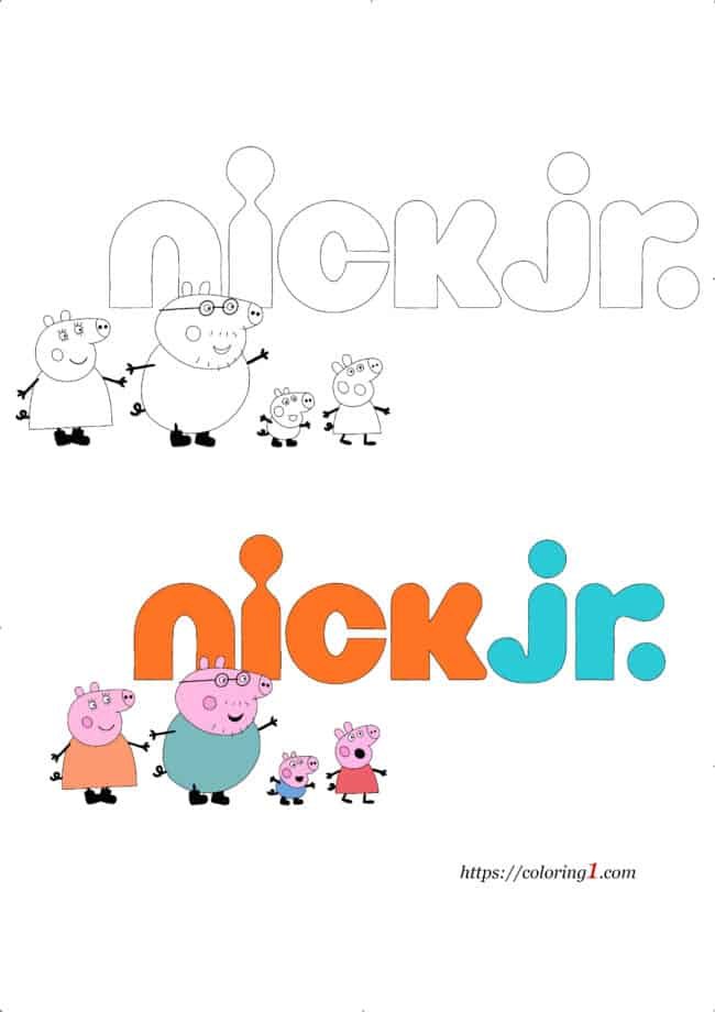Nick Jr Peppa Pig coloring page for boys and girls